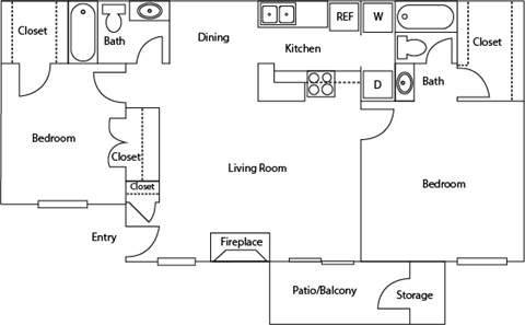 Floor Plan D at Cypress Creek Crossing Apartment Homes in Houston, Texas, TX